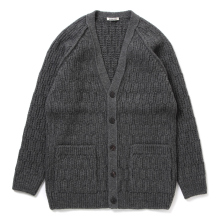 AURALEE / オーラリー | WOOL CORD RIB KNIT CARDIGAN (レディース) - Charcoal Gray
