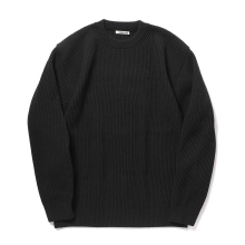 SUPER FINE WOOL RIB KNIT P/O - Black