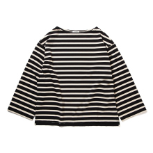 INTERIM / インテリム | HYPER BIG SUVIN GIZA BASQUE BORDER SHIRT - Blk / Off