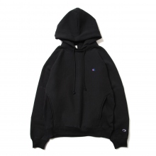C8-W133-pieces CHAMPION HOODED SWEATSHIRT - Black