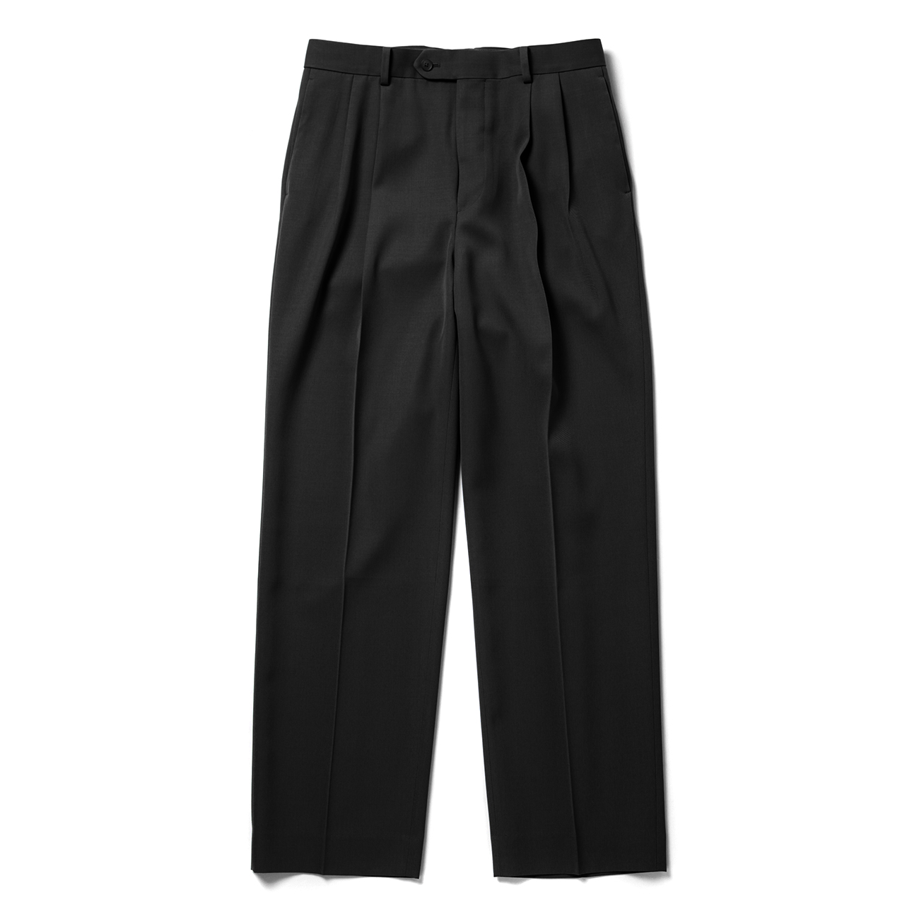 LIGHT WOOL MAX GABARDINE TWO-TUCK SLACKS - Top Black