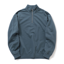 ELASTIC HIGH GAUGE SWEAT HALF ZIP P/O - Dusty Blue