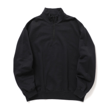 ELASTIC HIGH GAUGE SWEAT HALF ZIP P/O - Ink Black