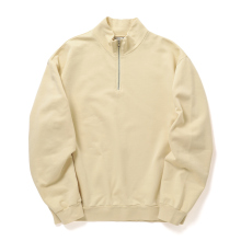 ELASTIC HIGH GAUGE SWEAT HALF ZIP P/O - Ivory Beige