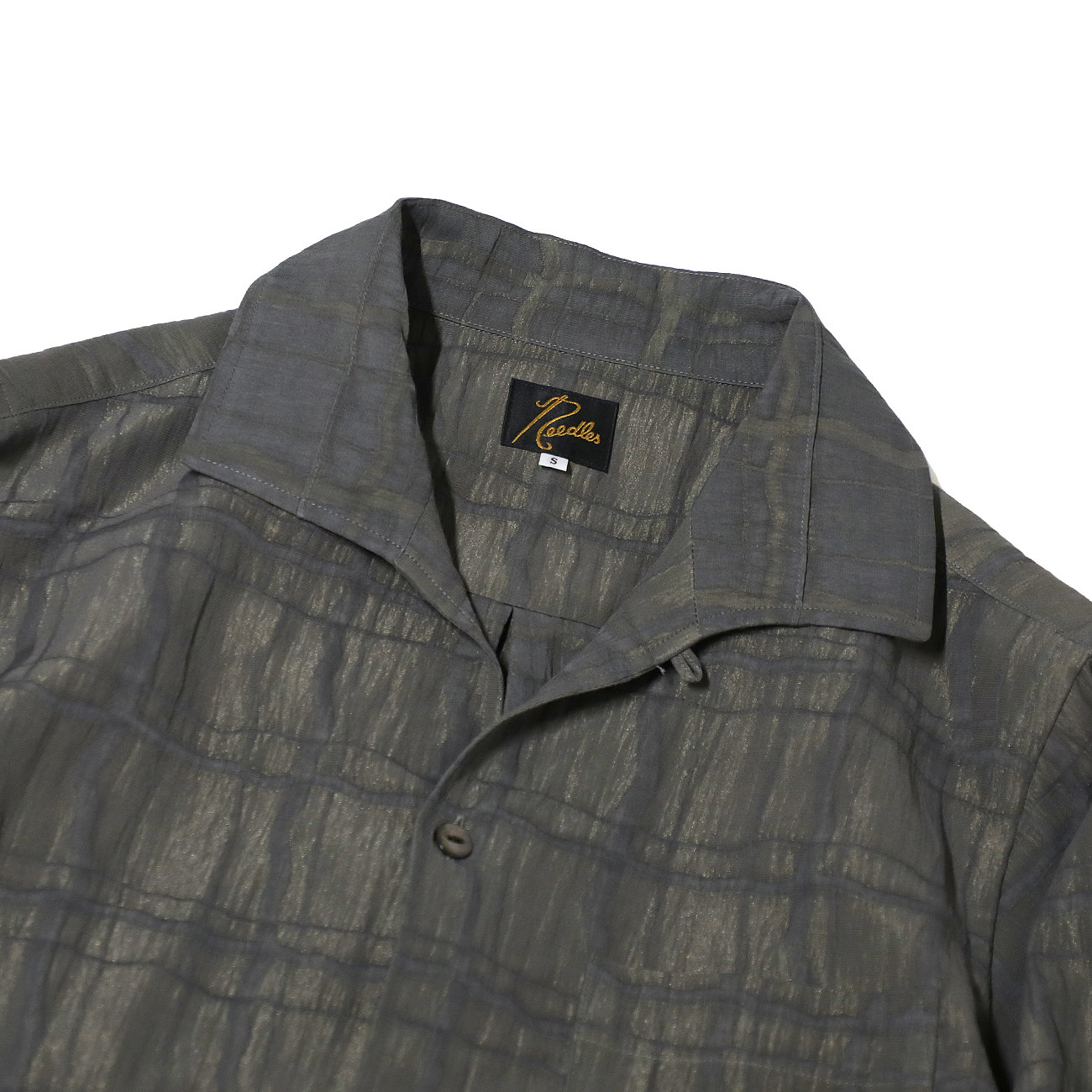 Pin-Tuck Collar Shirt - Crepe Plaid - Grey 襟